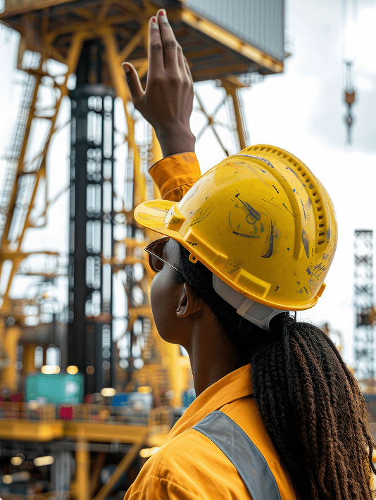 Industrial worker in refinery setting